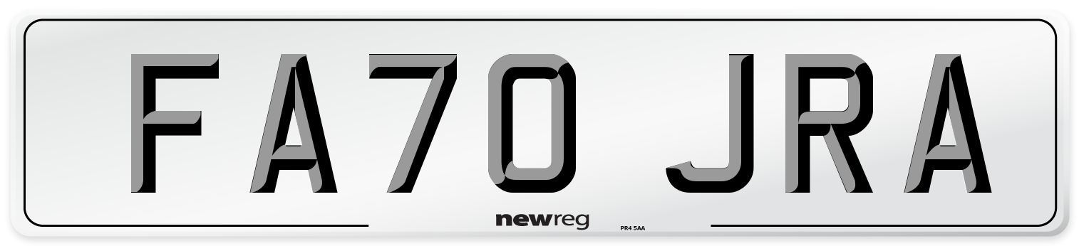 FA70 JRA Number Plate from New Reg